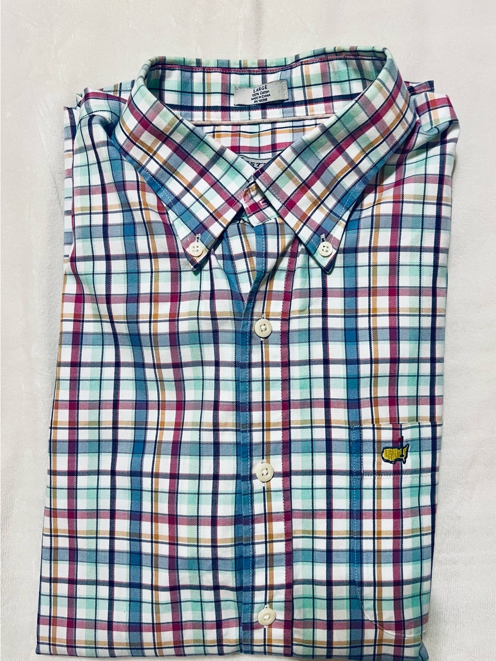 Masters Peter Millar Multicolor Plaid Button-Down Shirt Size L